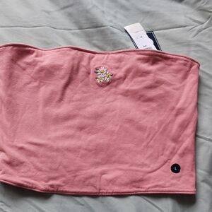 Pink Tube Top with Floral Embroidery